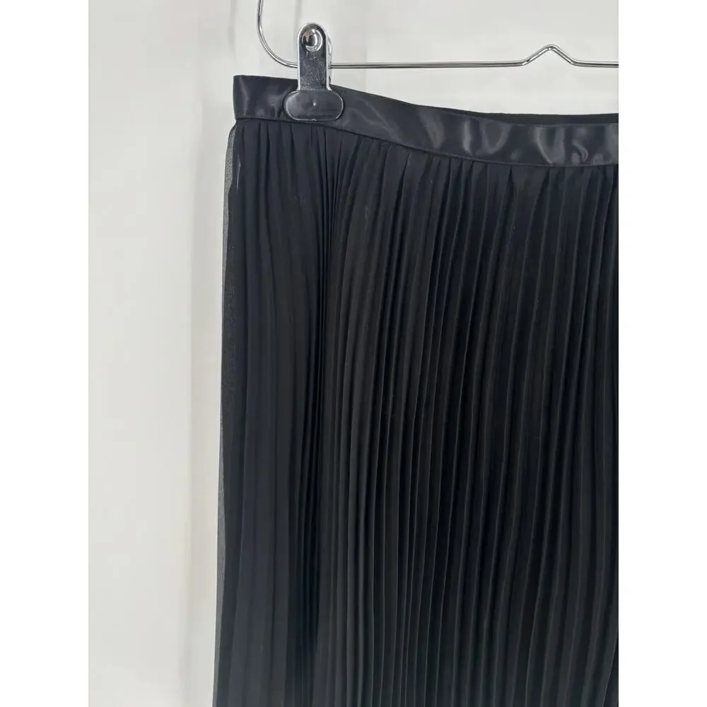Victor Costa Vintage Skirt Womens 8 Black Pleated Lined Knee Length Chiffon
